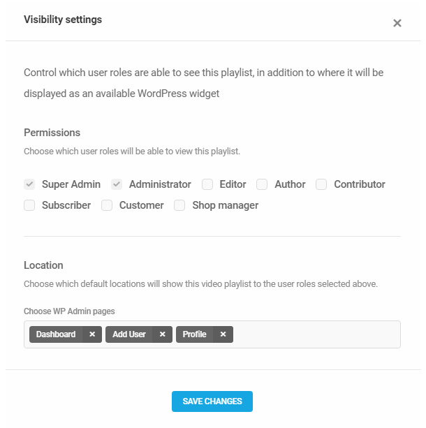 Edit playlist visibility settings in Integrated Video Tutorials