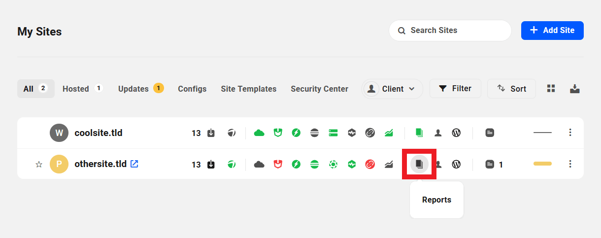Reports not enabled for a site in The Hub