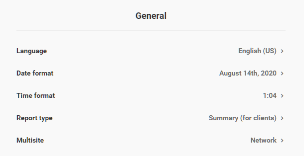 General options for Hub reports