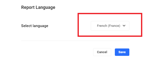 Select language for Hub reports