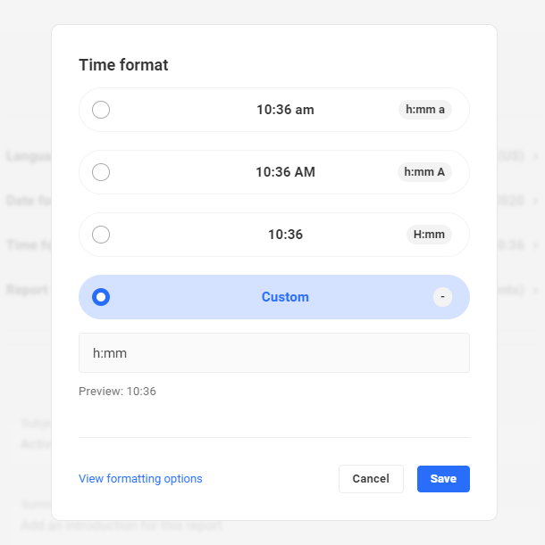 time format settings