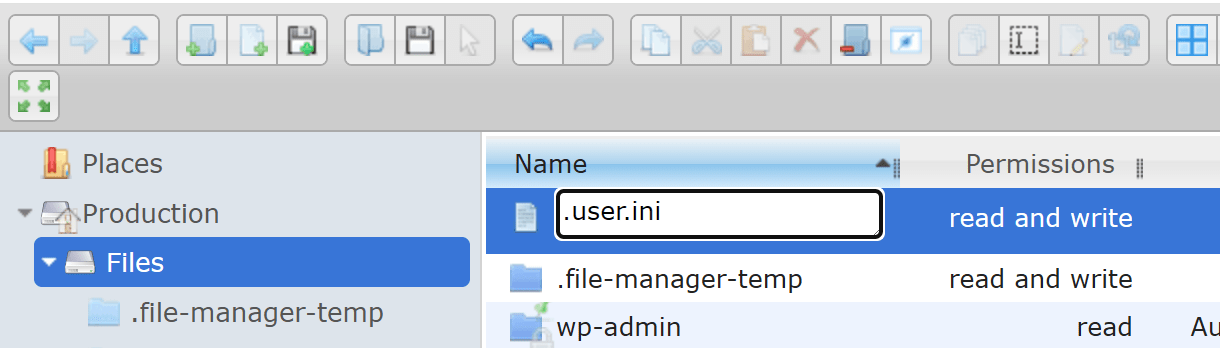 Create a .user.ini file in WPMU DEV file manager