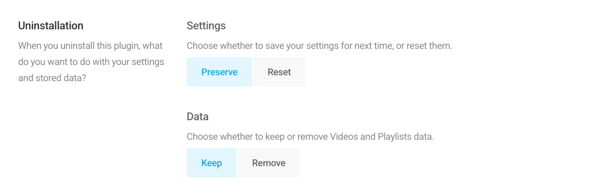Choose to keep or delete data and settings upon uninstallation