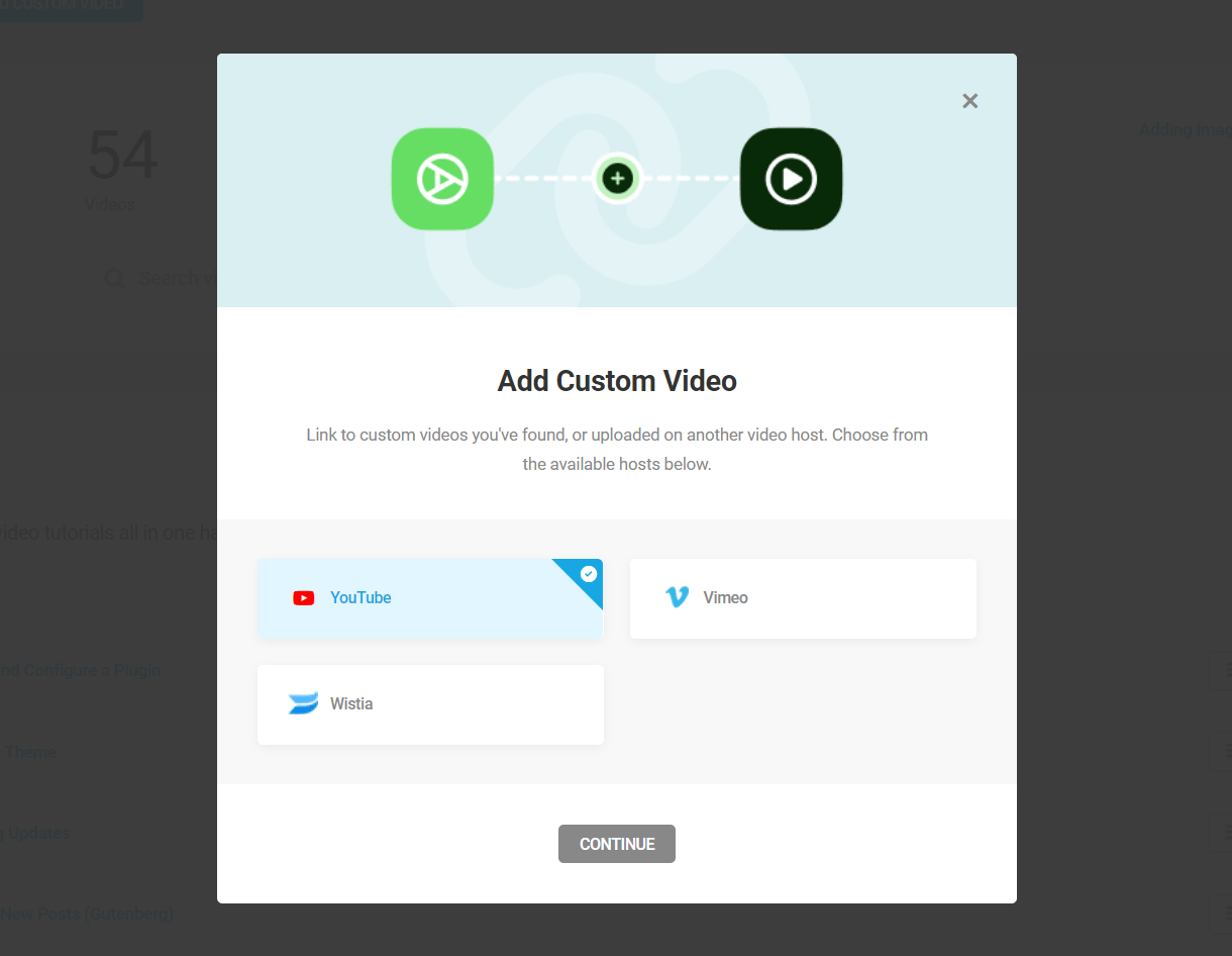 Select source of custom video in Integrated Video Tutorials