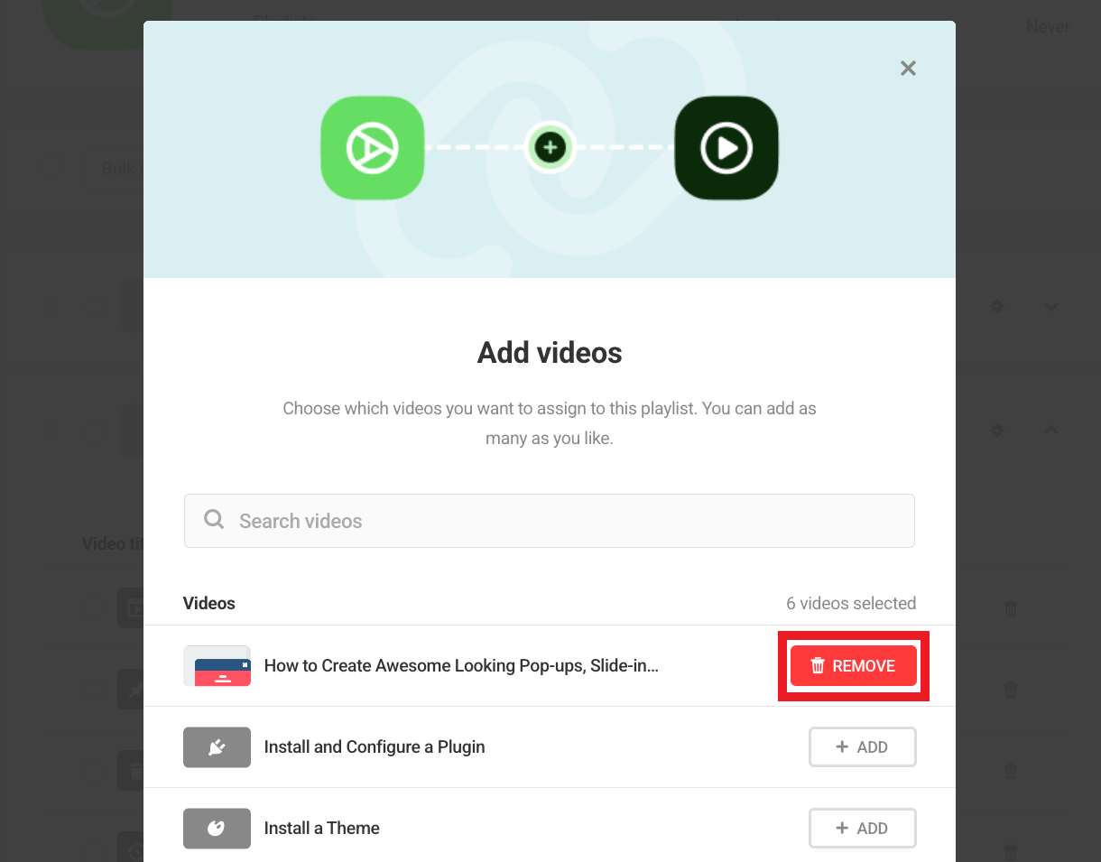 Remove video from playlist in Integrated Video Tutorials