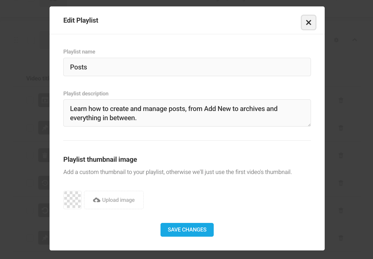Edit playlist details in Integrated Video Tutorials