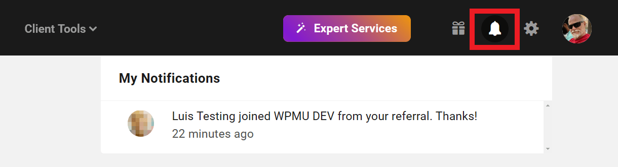 Hub notification for new referral signup
