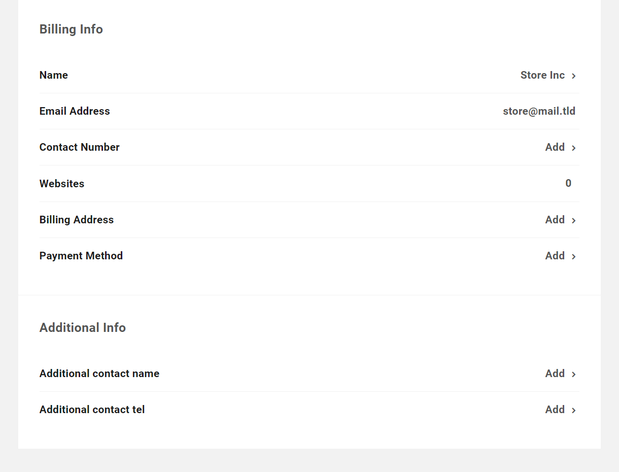 Client's billing info in Client Billing