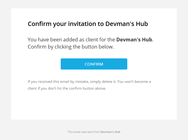 Invitation email from Client Billing