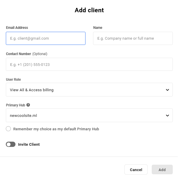 Add clients in Client Billing