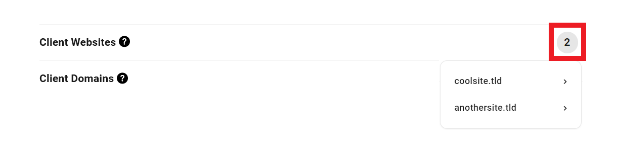 Client sites and domains in Client Billing