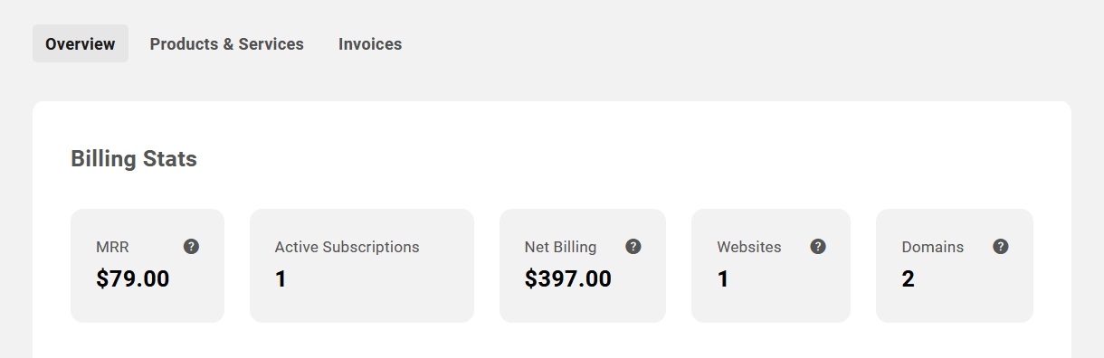Client overview in Client Billing