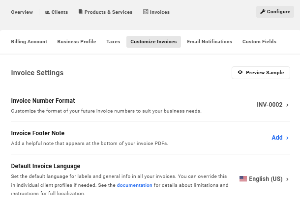 Customize invoices in Client Billing