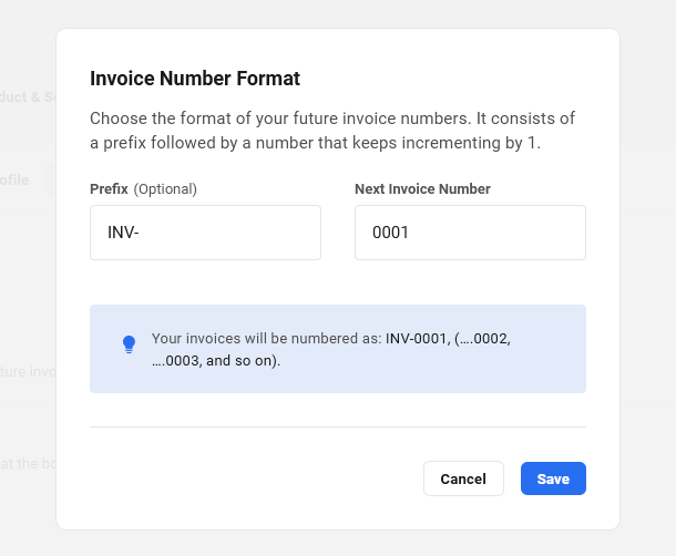 Customize invoice number format in Client Billing