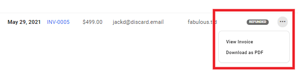 Refunded status on Client Billing invoice