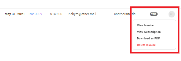 Void status on Client Billing invoice