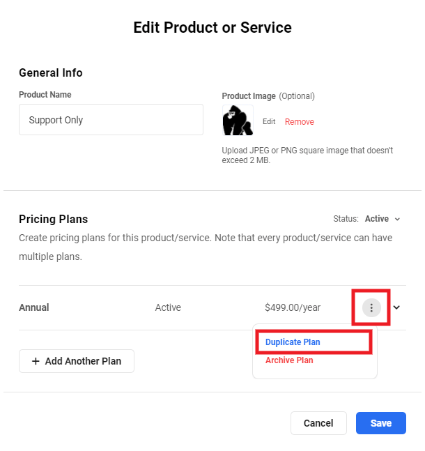 Duplicate and edit a plan in Client Billing
