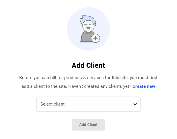 Add a client to site in Client Billing