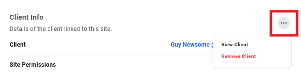 Edit site client info in Client Billing