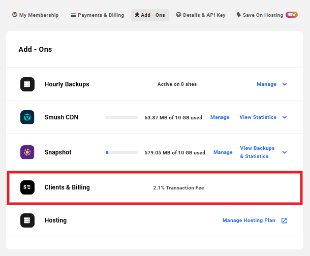 2.1% transaction fee in Client Billing for non-full members