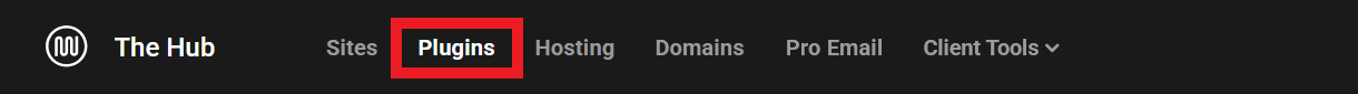 Plugins item in the Hub main menu