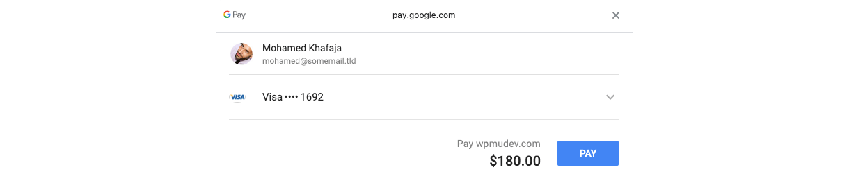 Select credit card to use with Google Pay
