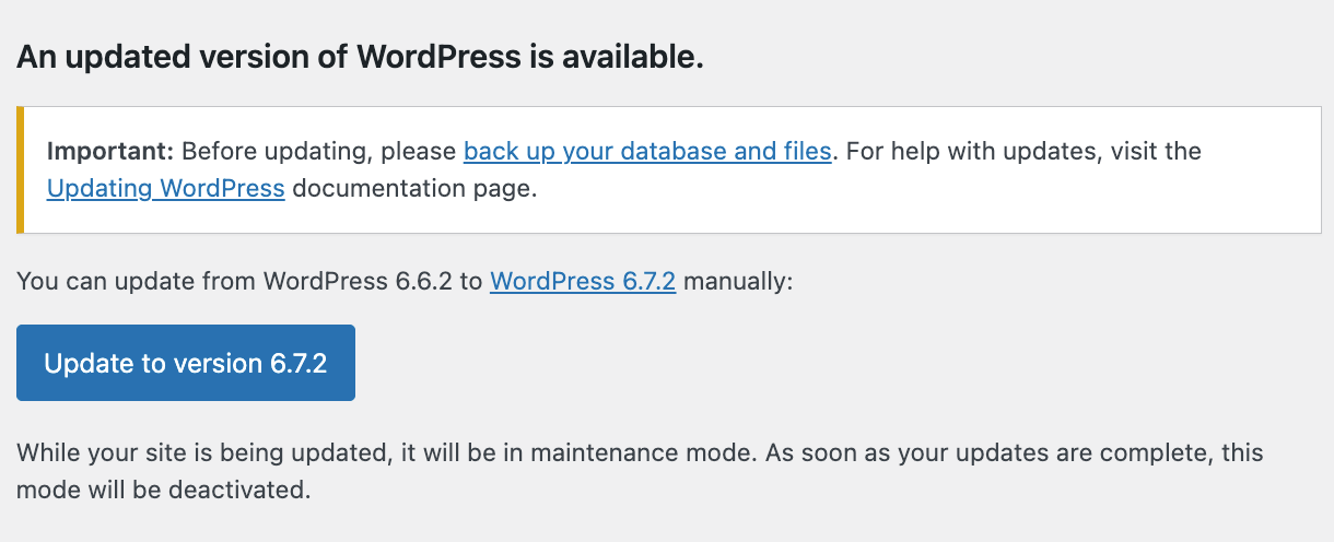 Updating WordPress