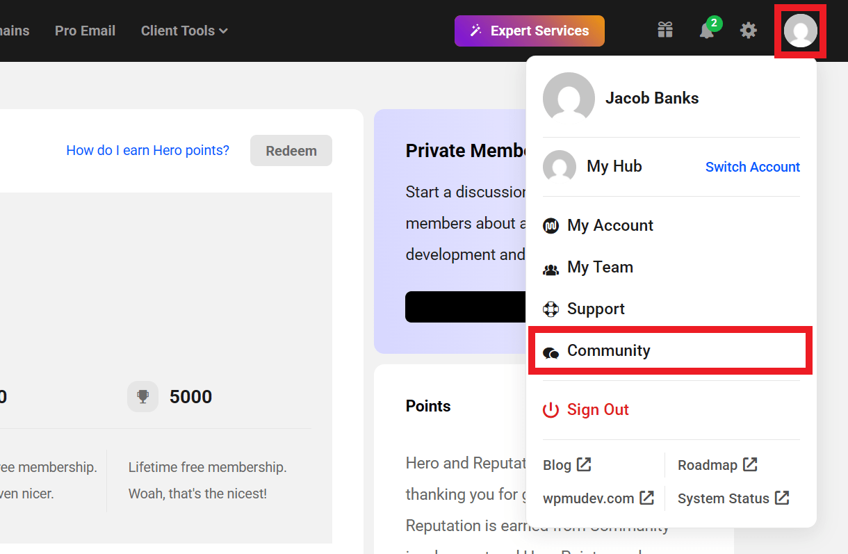 Community options as a free Hub user