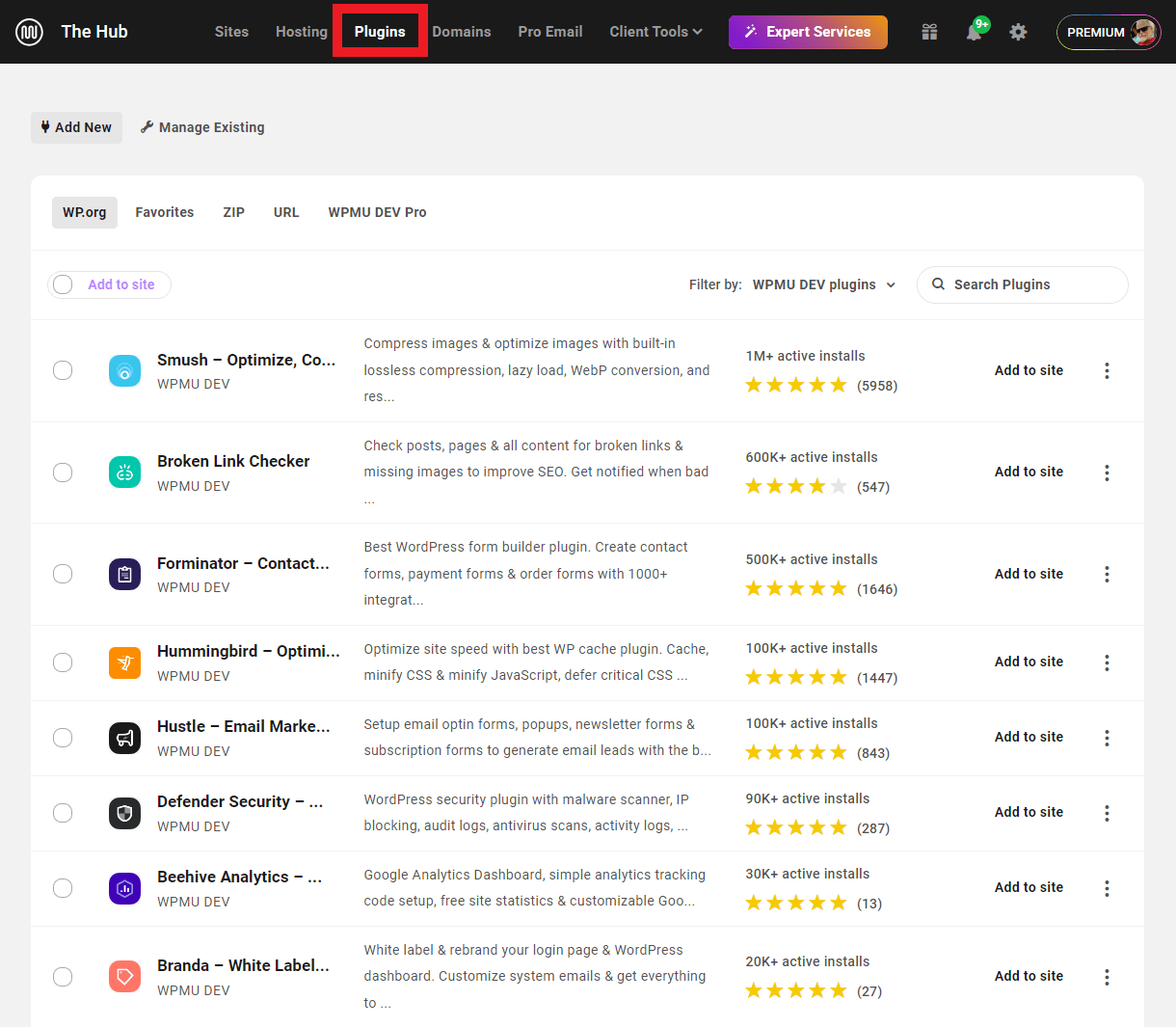Install plugins from The Hub