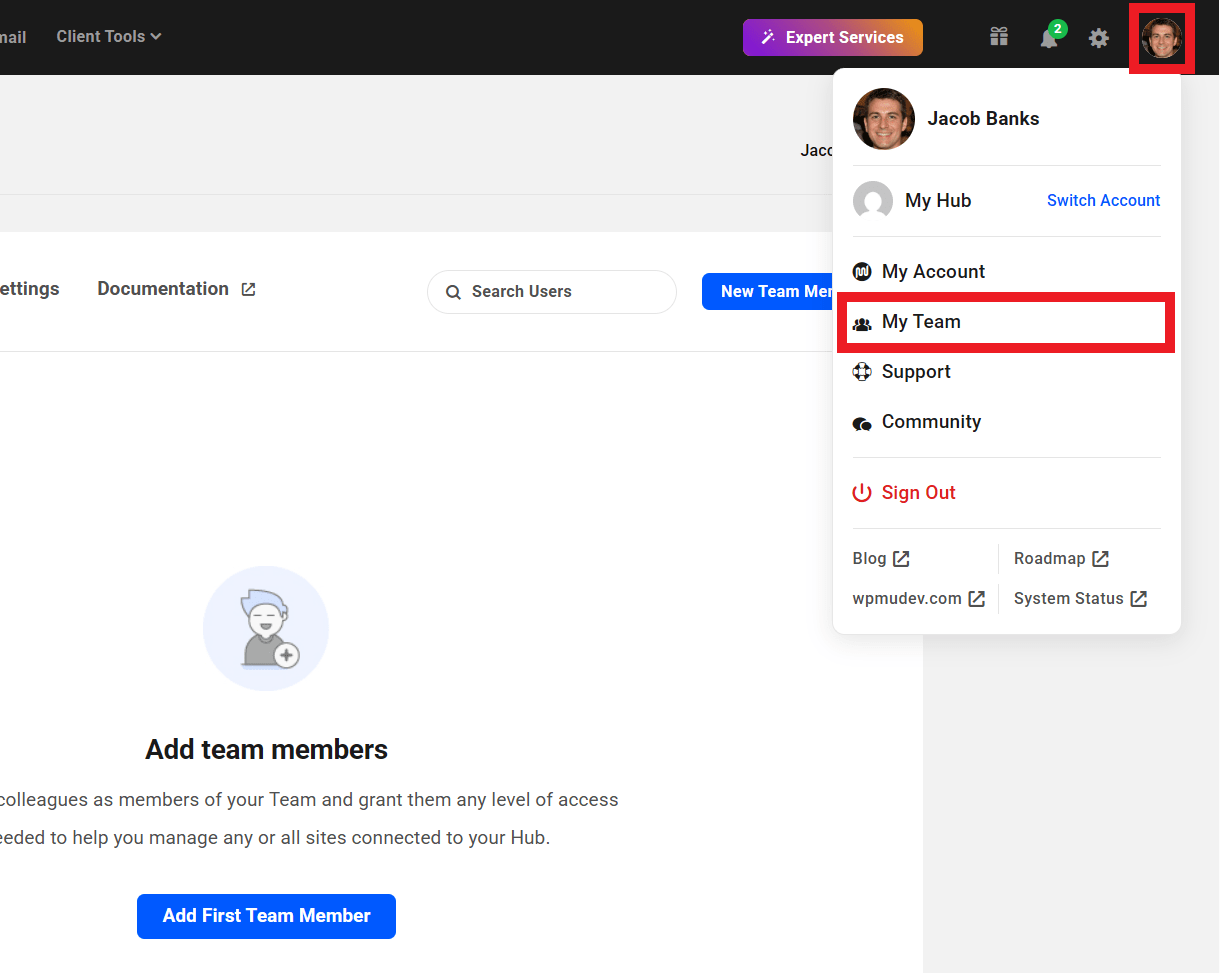 Add a team member in The Hub
