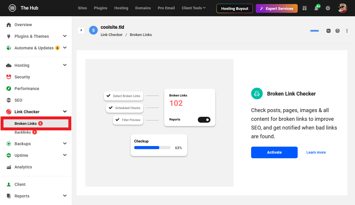 Broken Link Checker in the Hub