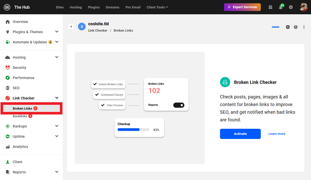 Broken Link Checker in the Hub