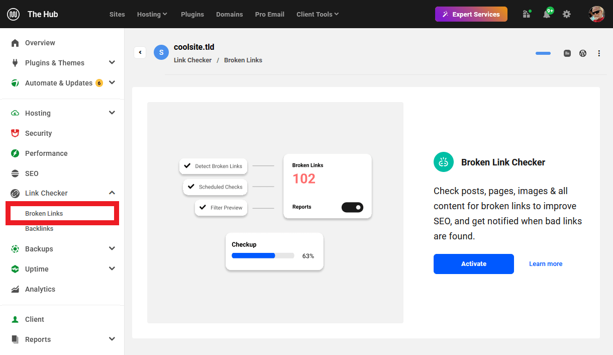 Broken Link Checker in the Hub