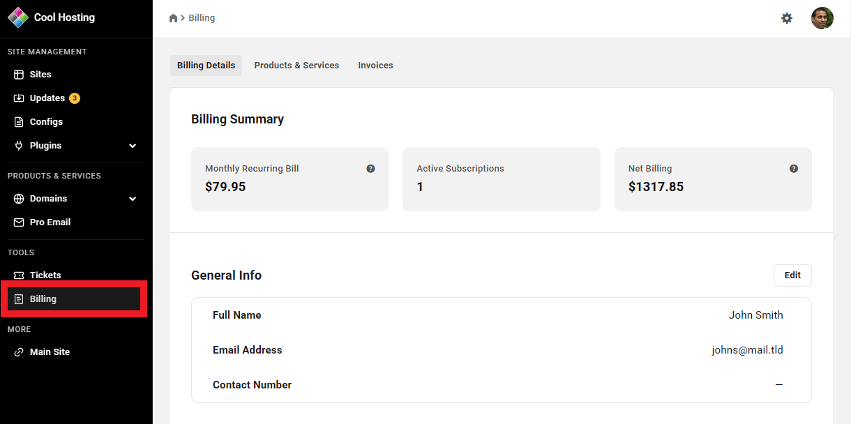Allows the user to access and view all data in the Billing area of the Hub