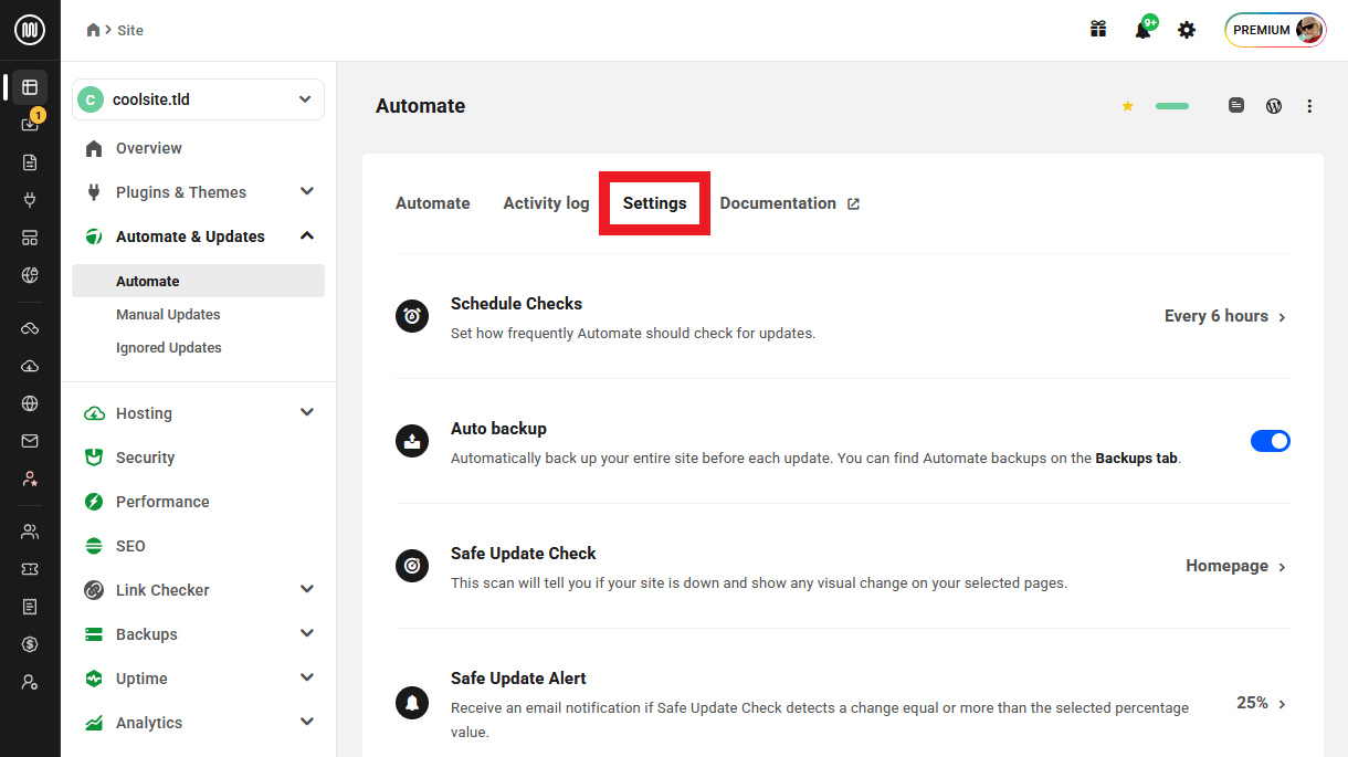 Update Automate Settings