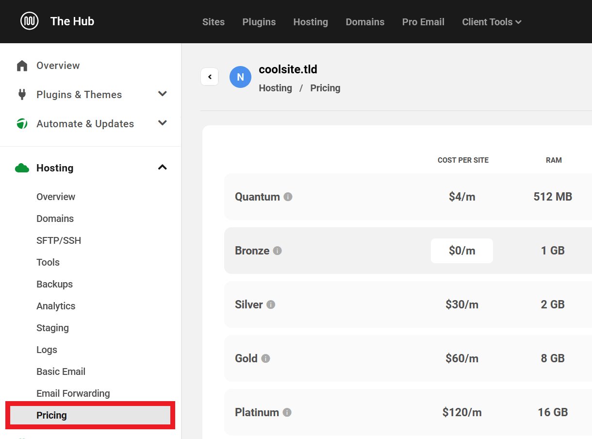 Allows the team member to view details about the available WPMU DEV hosting plans