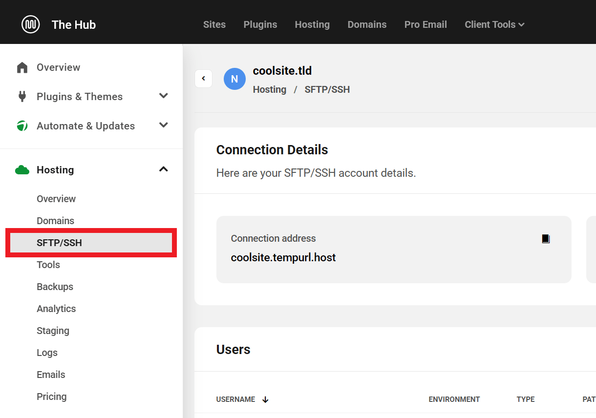 Creating SFTP/SSH users
