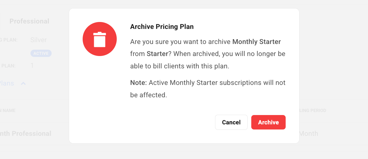 Archive a hosting reseller product in the Hub