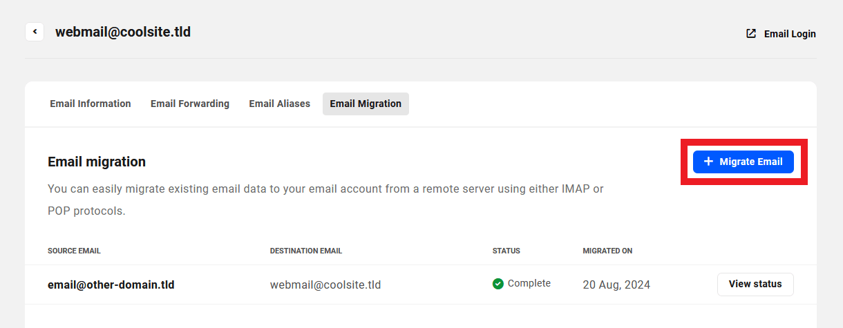 Migrate another email account to Pro Email