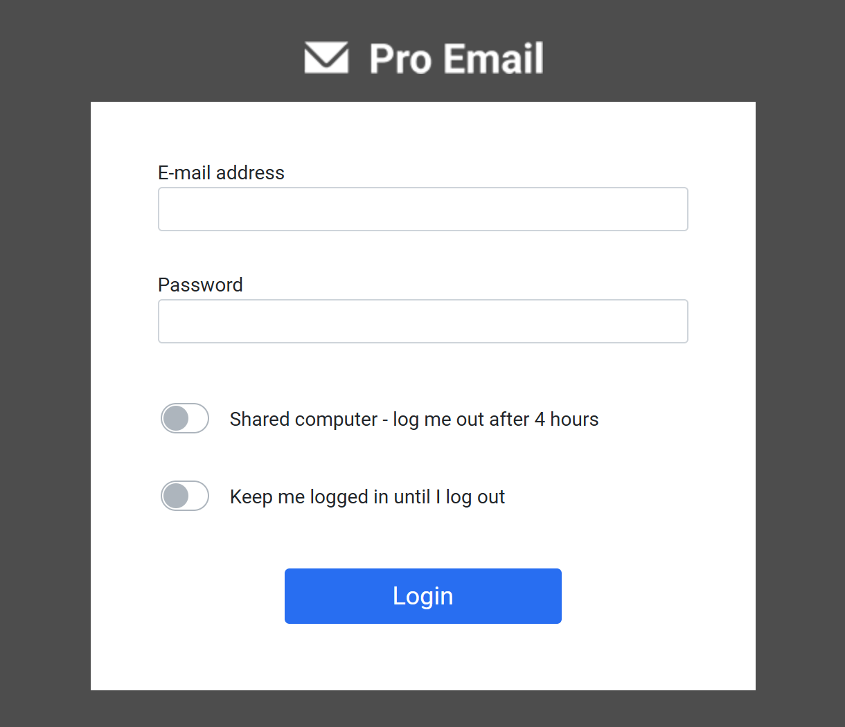 Log into the Pro Email interface