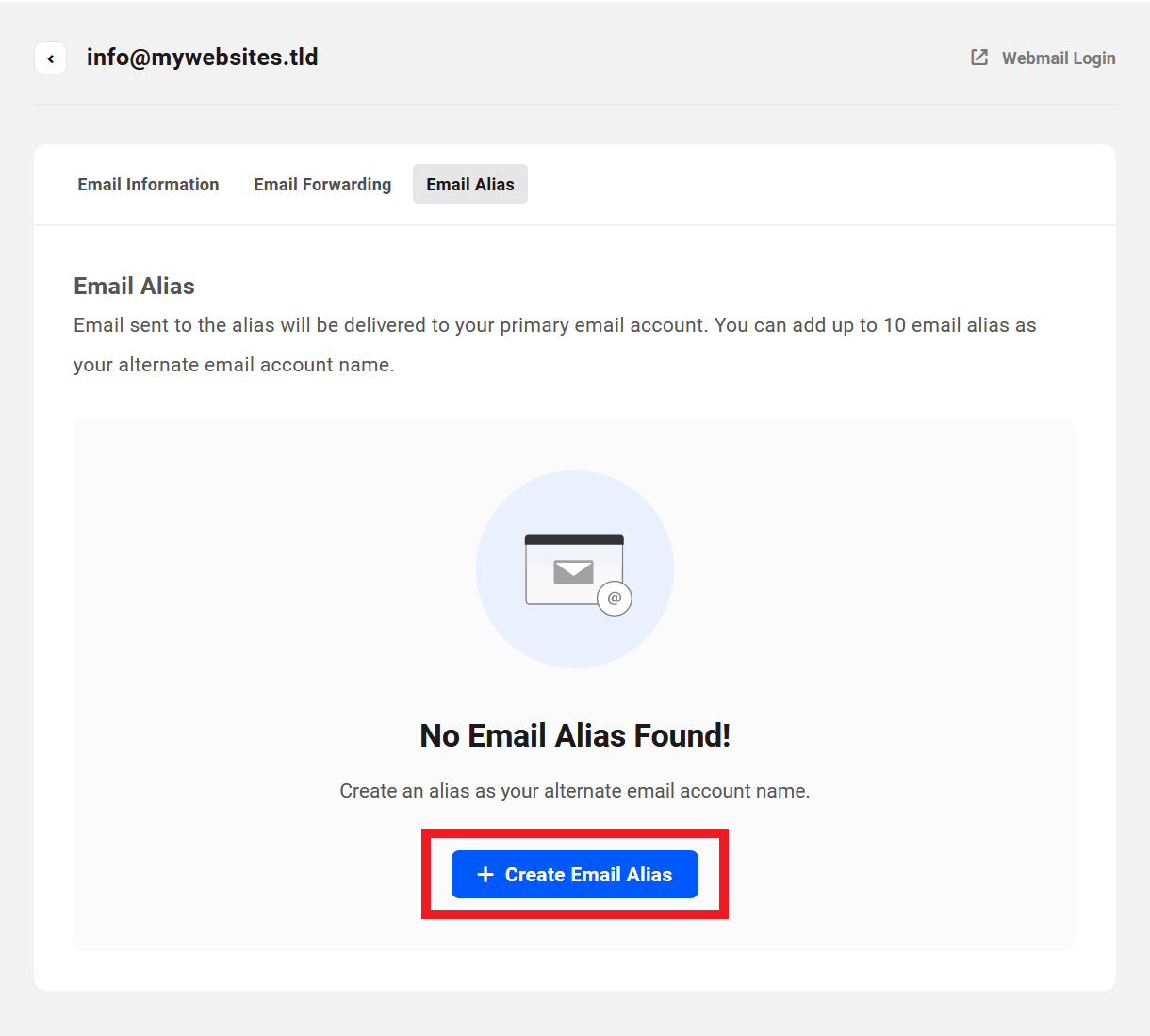 Add alias addresses to a webmail account