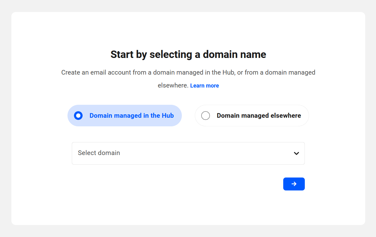Select a webmail domain