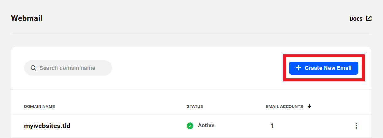 Add a new webmail domain