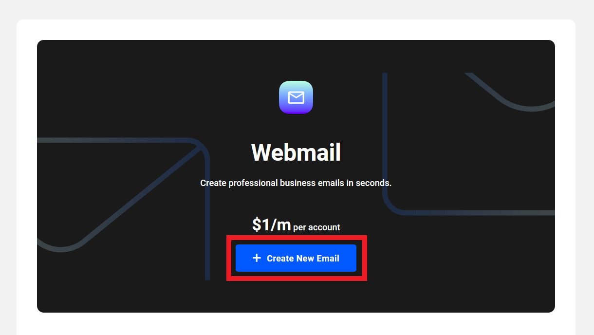 Add your first webmail domain and email account