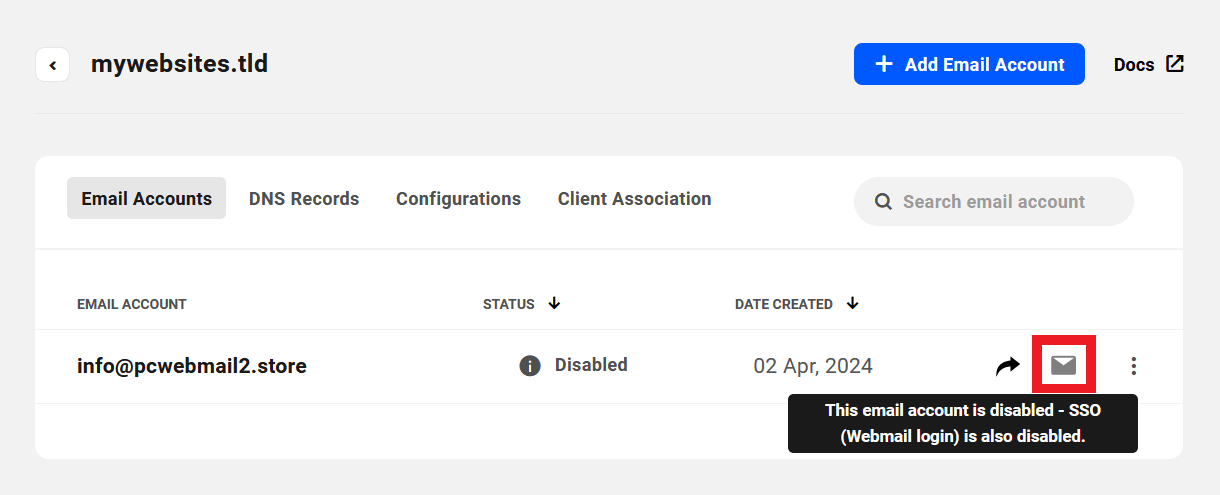 SSO disabled for a disabled email account