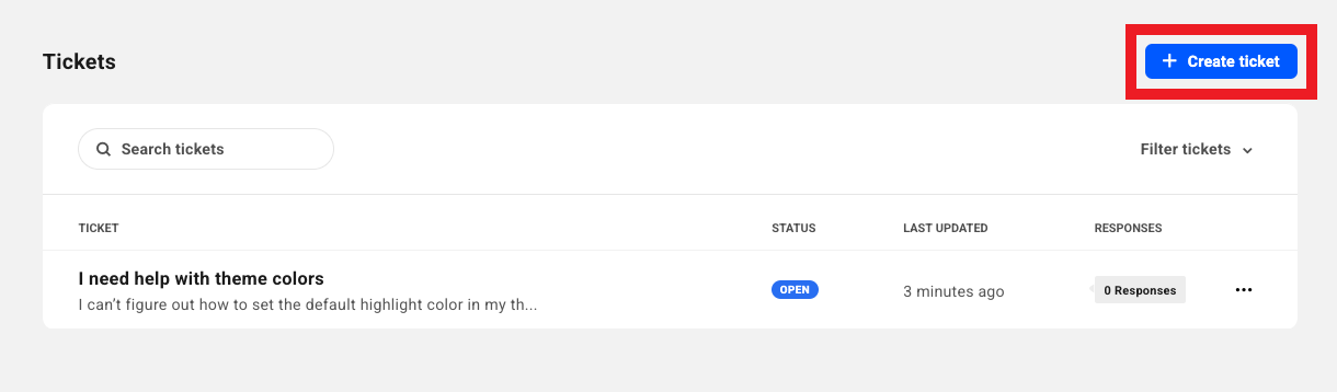 Create new ticket on the Hub