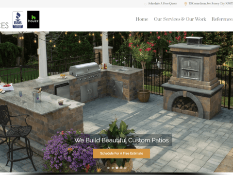 Outdoor home spaces website screenshot 480x360