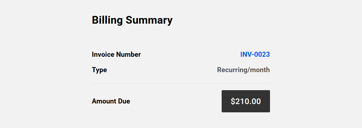 Invoice summary when making a payment in your client portal