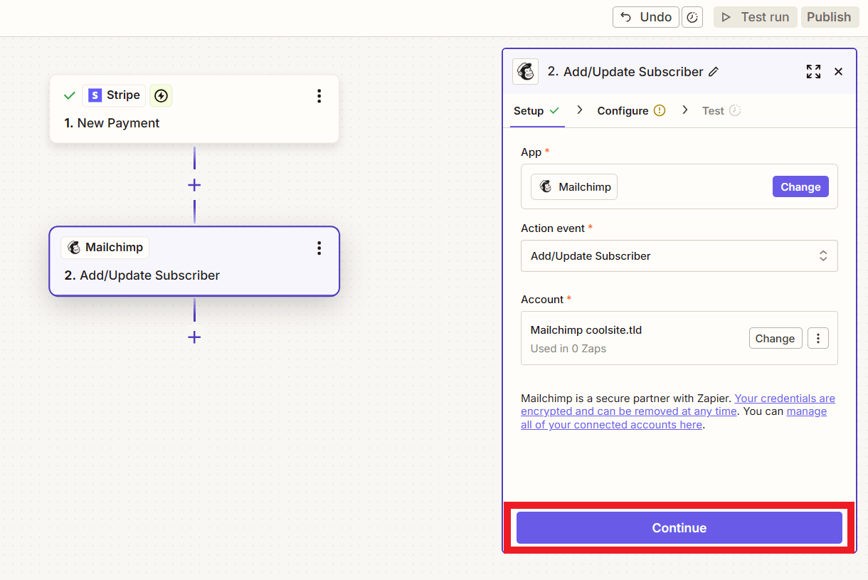 Connect Mailchimp to Zapier