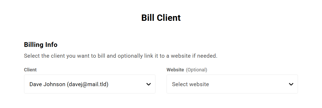 Billing a client in Client Tools